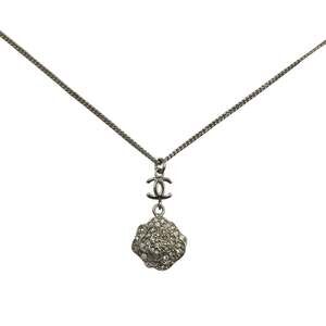 CHANEL Silver Logo Necklace